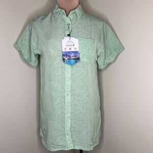Mountain and Isles Button Up Shirt XS Women Sage UV Protection Hiking Outdoor